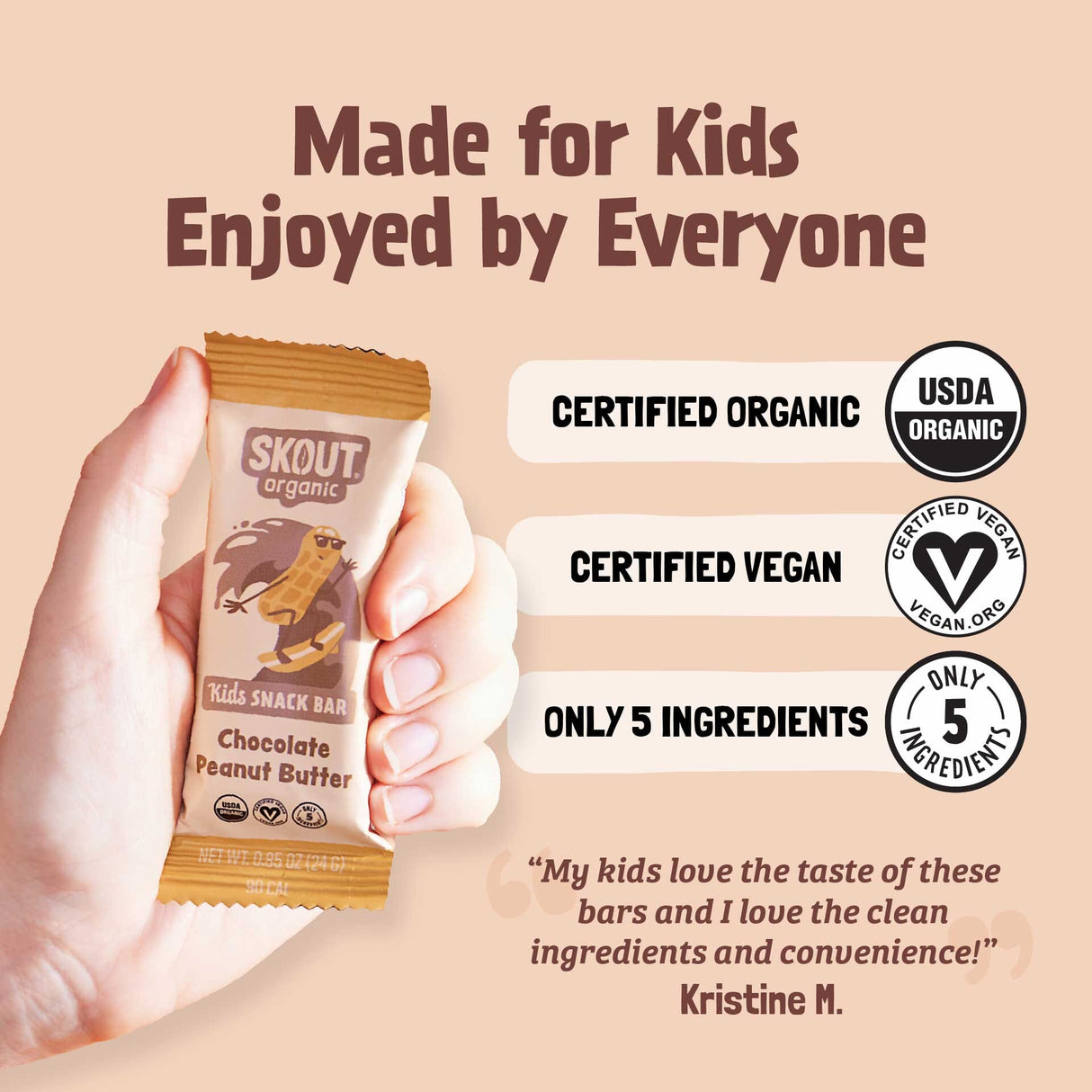 Skout Organic Chocolate Peanut Butter Kids Bar