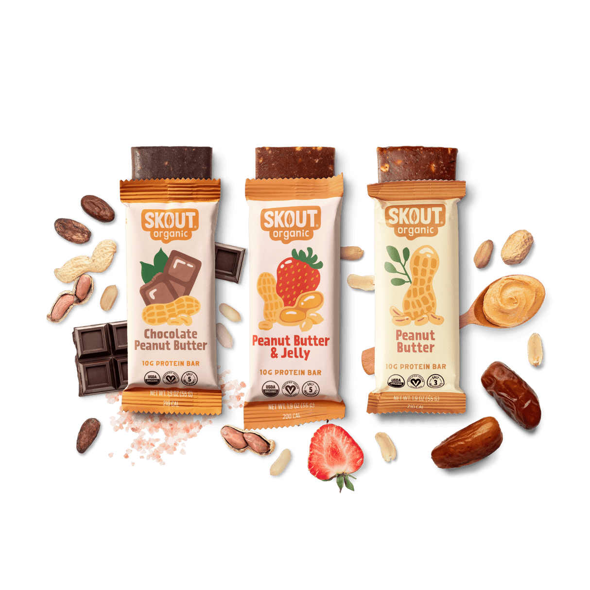 Skout Organic Peanut Butter Protein Bar Bundle - 15 Pack