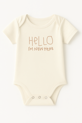 Hello I'm New Here Clay Organic Cotton Baby Bodysuit Short Sleeve