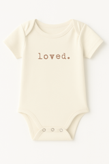 Loved. Clay Organic Cotton Baby Bodysuit Short Sleeve