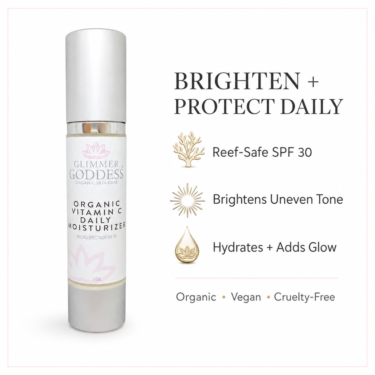 Organic Vitamin C Face Cream Reef-Safe SPF 30 - Brightens and Tightens Skin