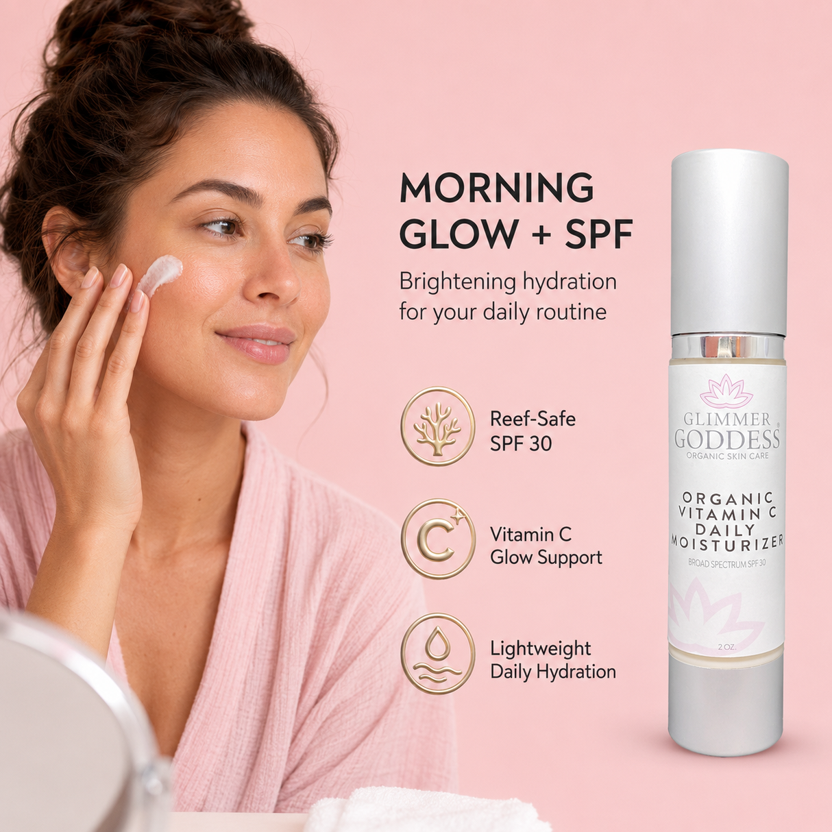 Organic Vitamin C Face Cream Reef-Safe SPF 30 - Brightens and Tightens Skin