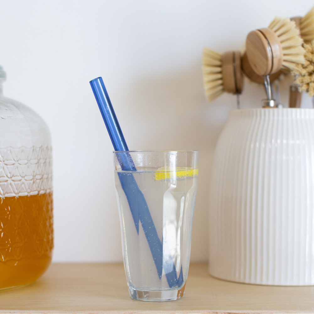 Wide 8" Glass Straw Set - Iridium